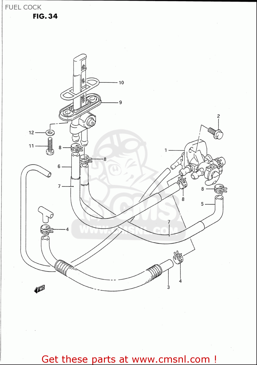 Suzuki Gs500 E 1989-1996 (usa) Fuel Cock - schematic partsfiche