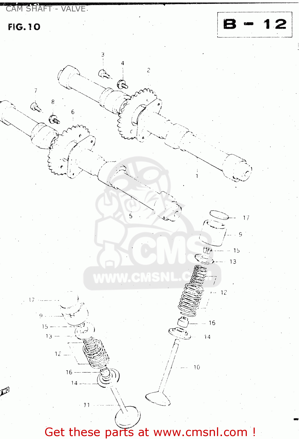 CAM SHAFT - VALVE GS500E 1981 (X) GENERAL EXPORT (E01)