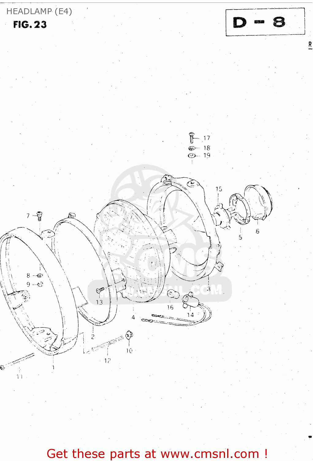 HEADLAMP (E4) GS500E 1981 (X) GENERAL EXPORT (E01)