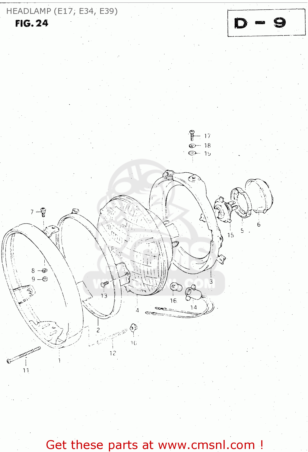HEADLAMP (E17, E34, E39) GS500E 1981 (X) GENERAL EXPORT (E01)