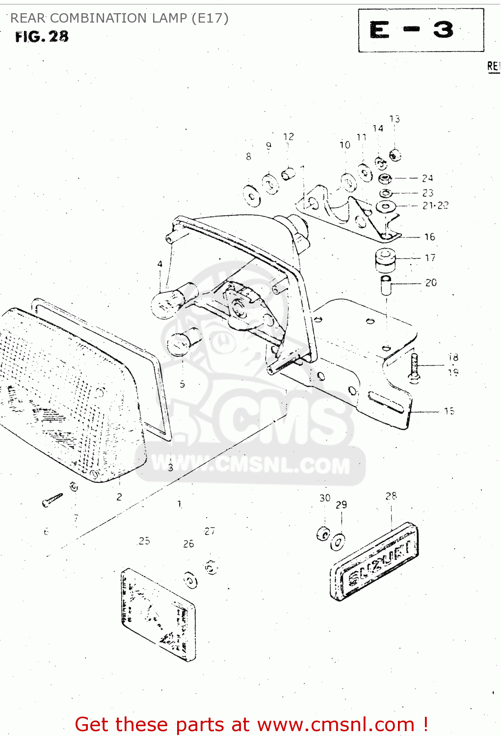 REAR COMBINATION LAMP (E17) GS500E 1981 (X) GENERAL EXPORT (E01)
