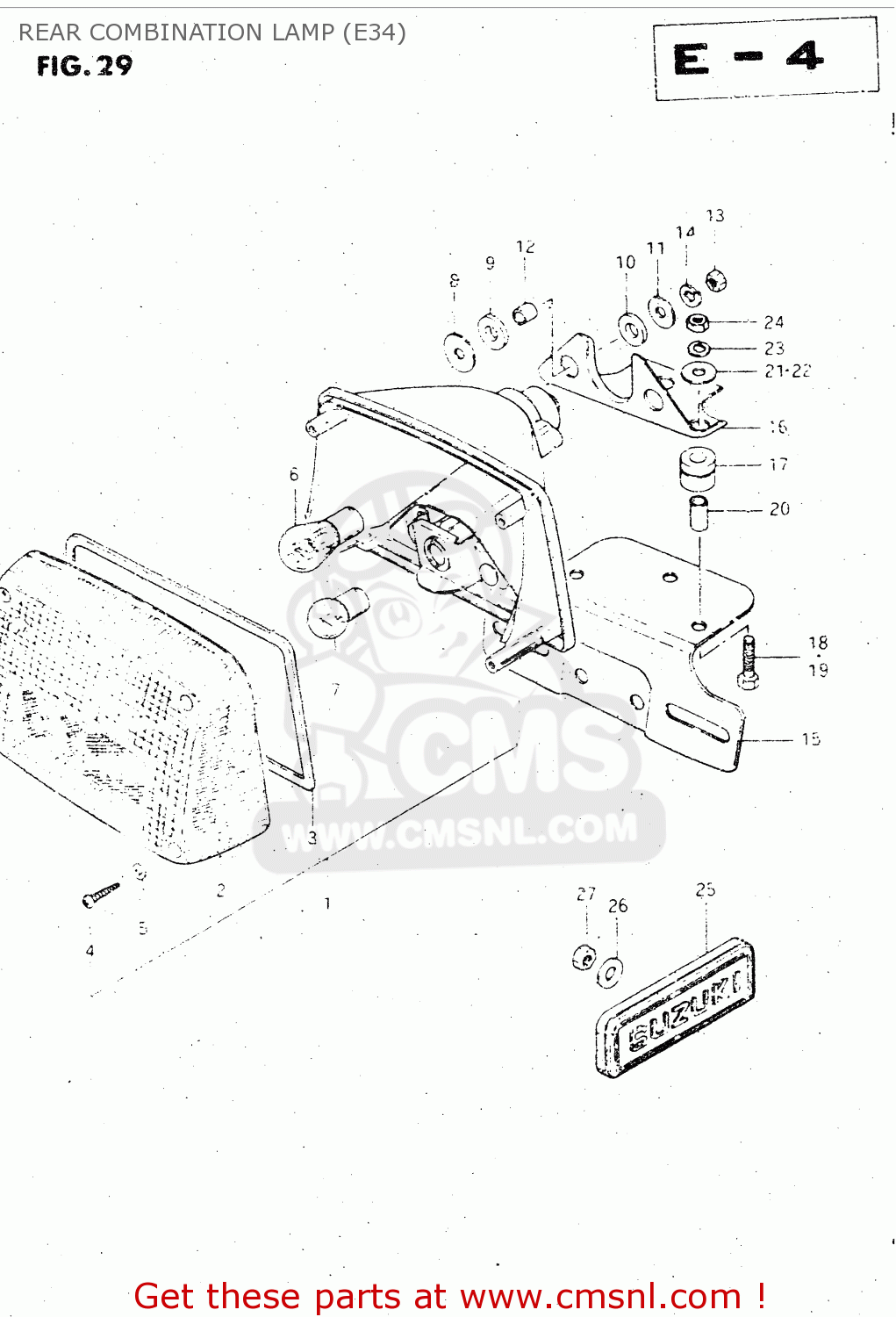 REAR COMBINATION LAMP (E34) GS500E 1981 (X) GENERAL EXPORT (E01)