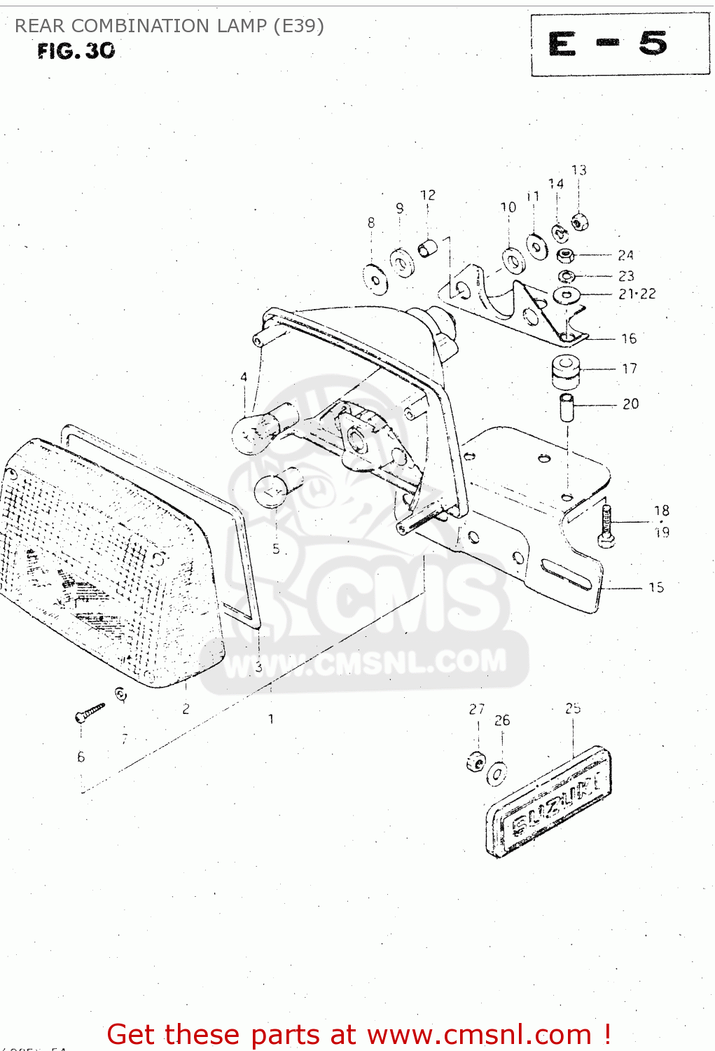 REAR COMBINATION LAMP (E39) GS500E 1981 (X) GENERAL EXPORT (E01)