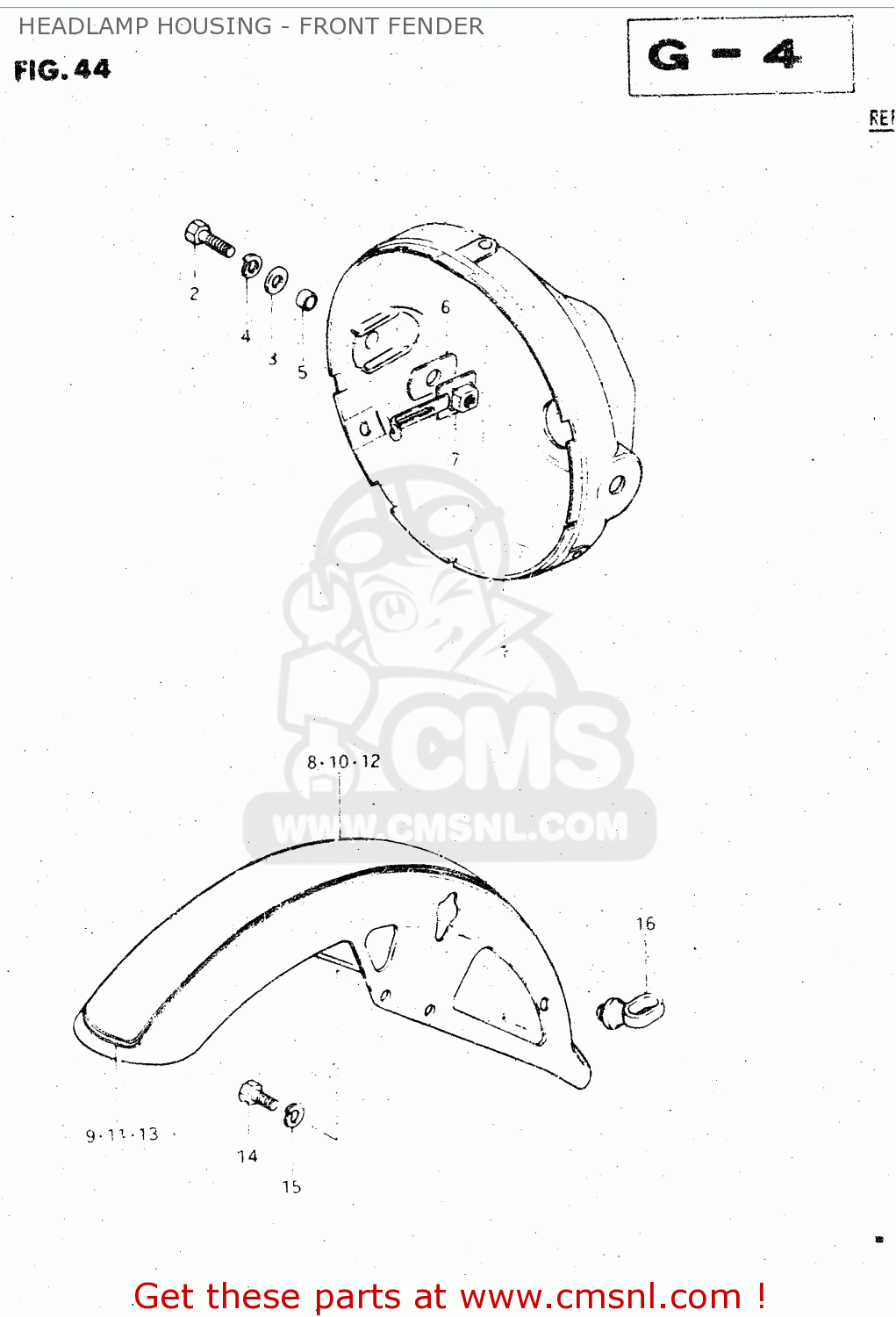 HEADLAMP HOUSING - FRONT FENDER GS500E 1981 (X) GENERAL EXPORT (E01)