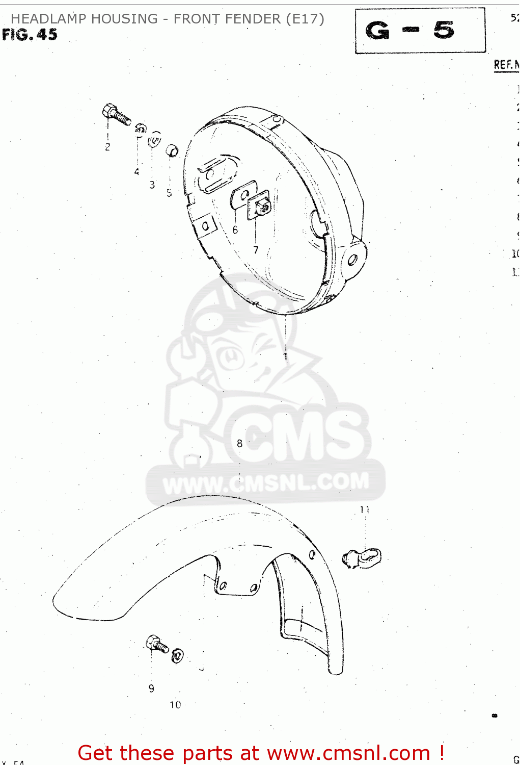 HEADLAMP HOUSING - FRONT FENDER (E17) GS500E 1981 (X) GENERAL EXPORT (E01)