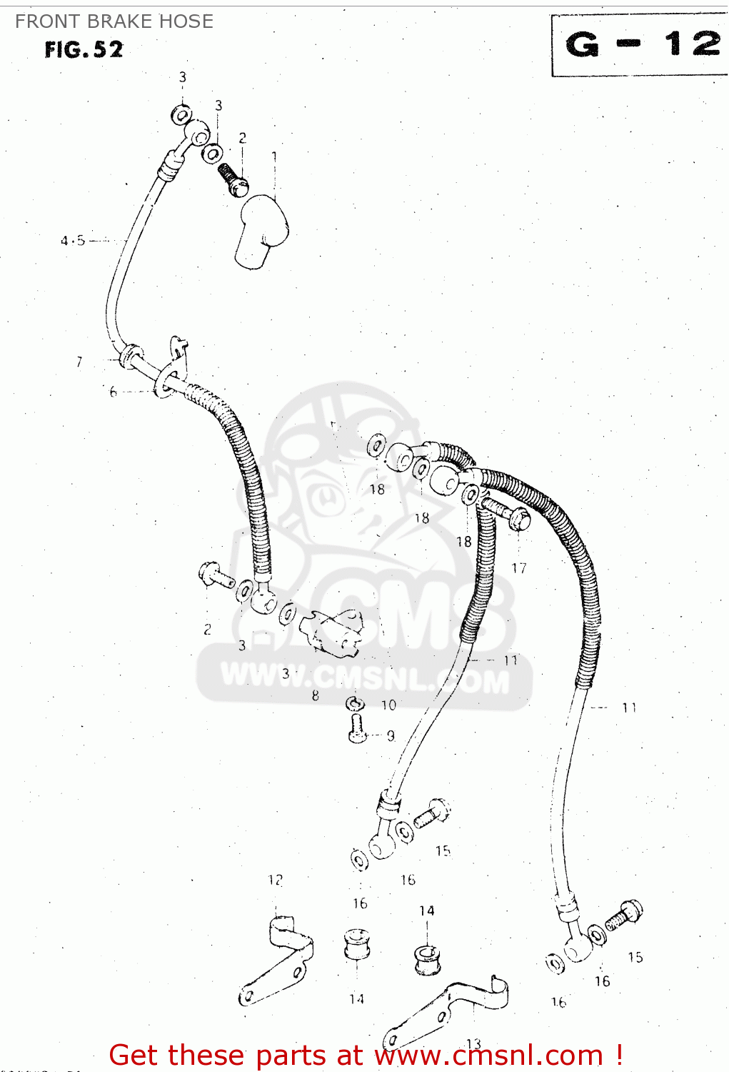 FRONT BRAKE HOSE GS500E 1981 (X) GENERAL EXPORT (E01)