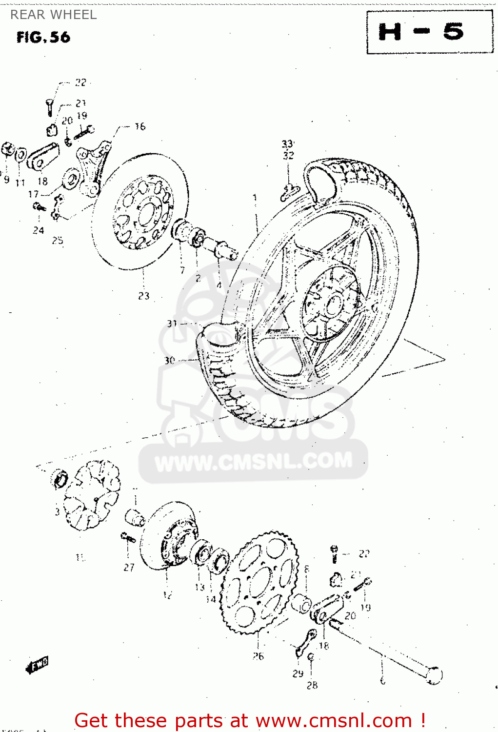 REAR WHEEL GS500E 1981 (X) GENERAL EXPORT (E01)