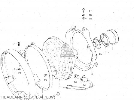 HEADLAMP (E17, E34, E39) - GS500E 1981 (X) GENERAL EXPORT (E01)