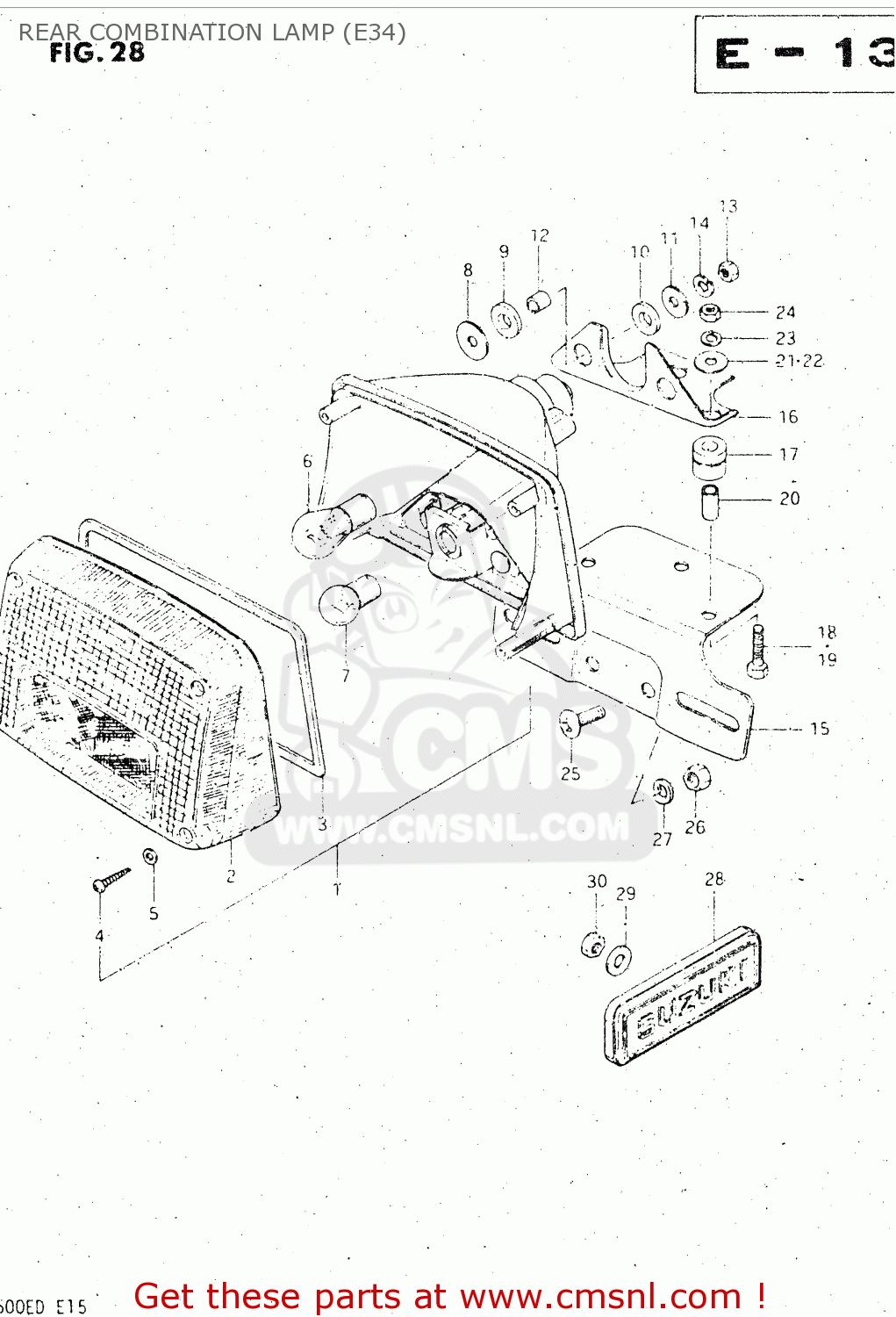 REAR COMBINATION LAMP (E34) GS500E 1982 (Z) GENERAL EXPORT (E01)