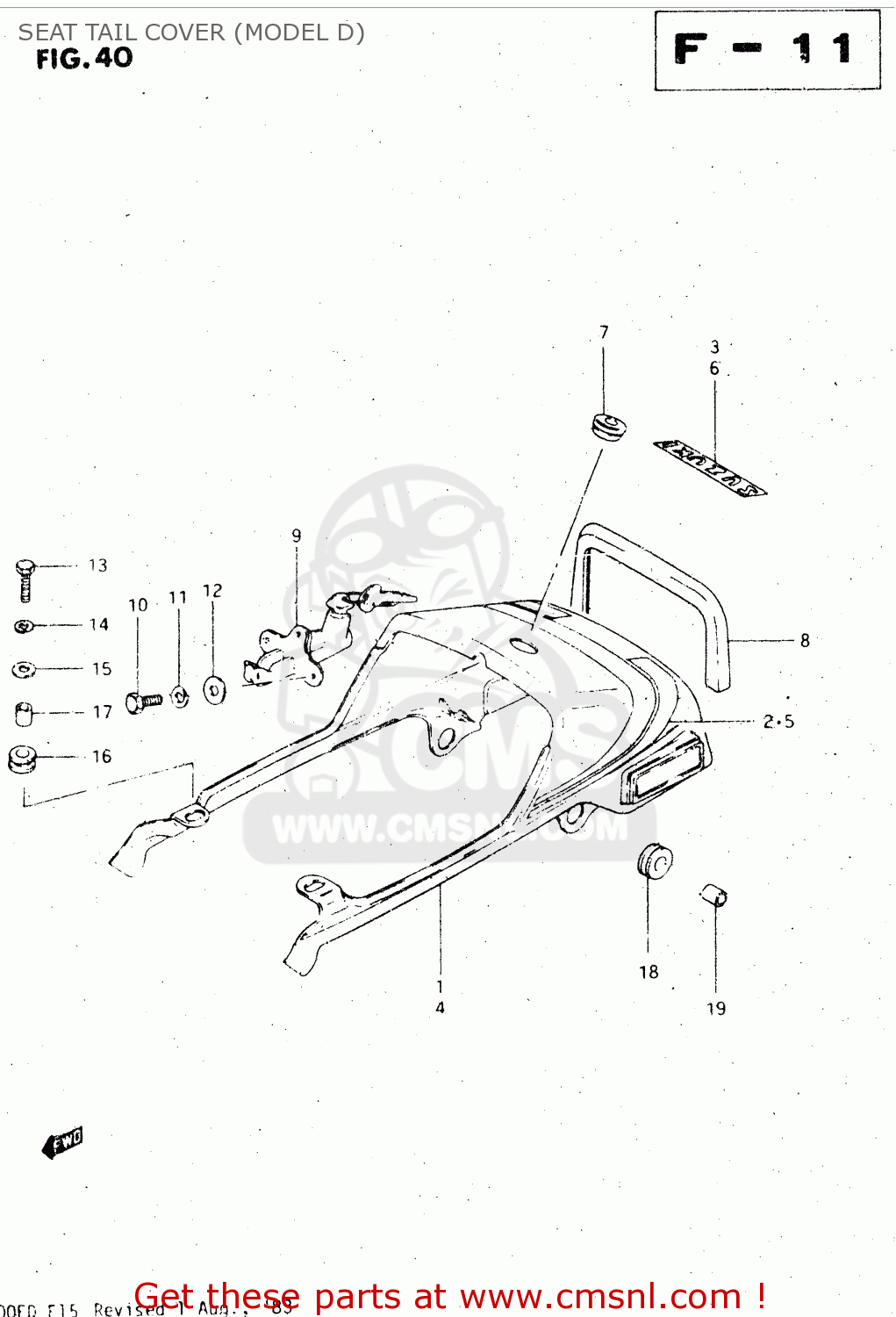 SEAT TAIL COVER (MODEL D) GS500E 1982 (Z) GENERAL EXPORT (E01)