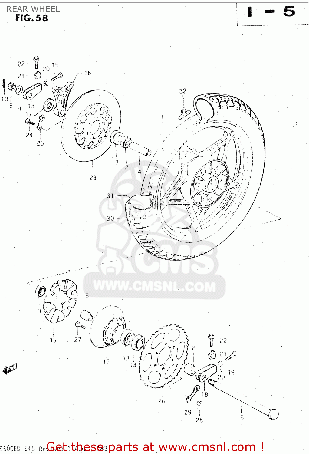 REAR WHEEL GS500E 1982 (Z) GENERAL EXPORT (E01)