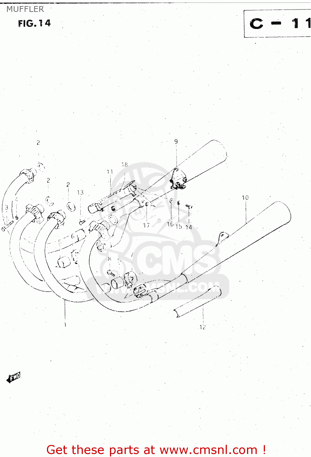 MUFFLER GS500E 1983 (D) GENERAL EXPORT (E01)