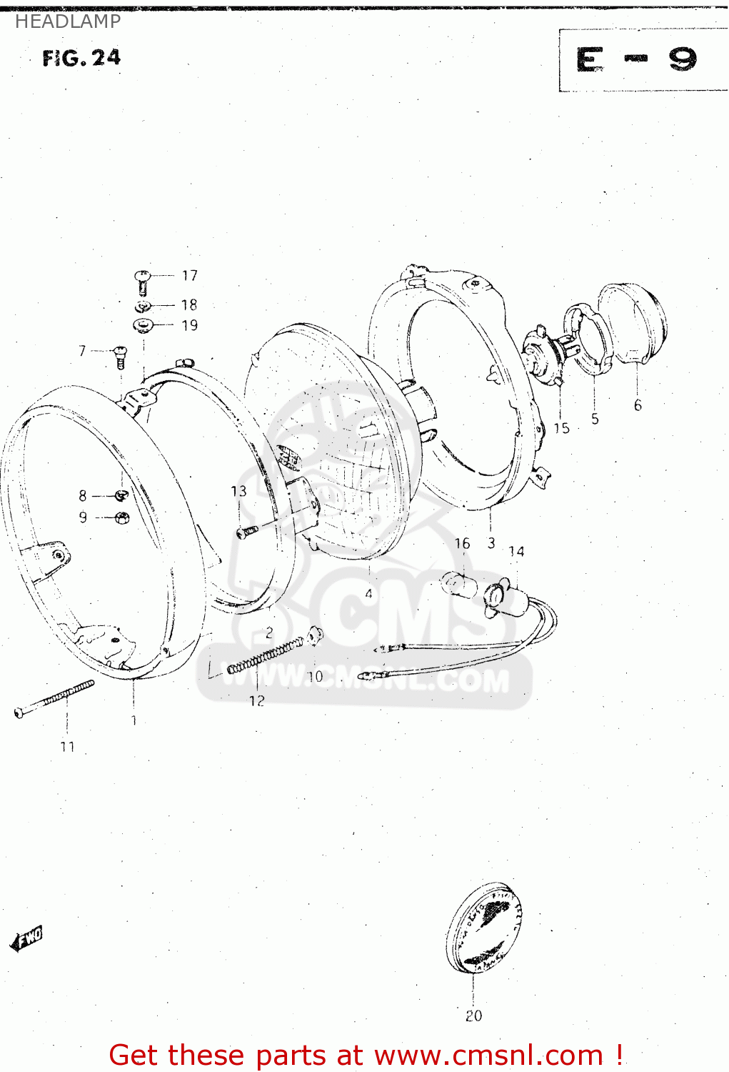 HEADLAMP GS500E 1983 (D) GENERAL EXPORT (E01)