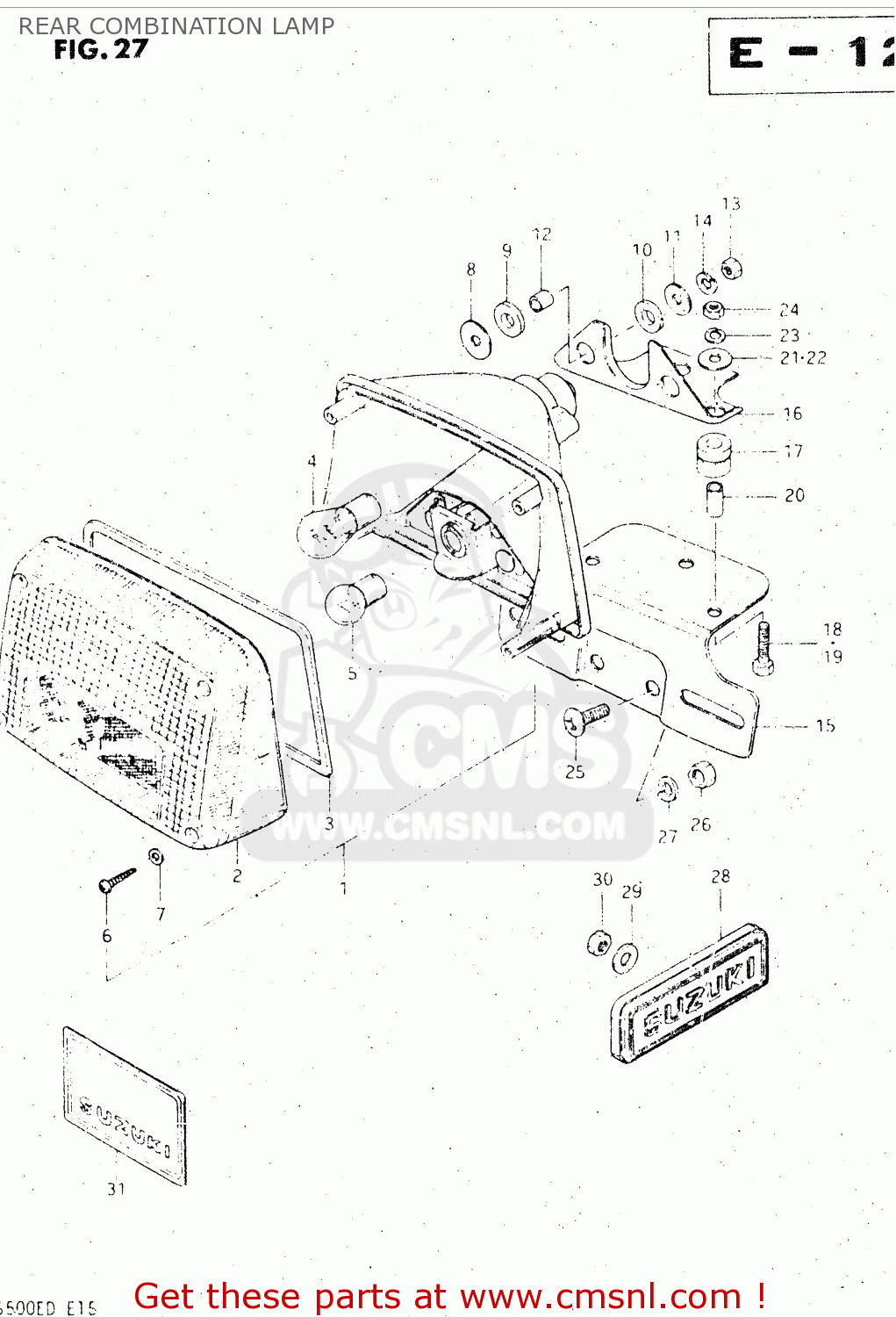 REAR COMBINATION LAMP GS500E 1983 (D) GENERAL EXPORT (E01)