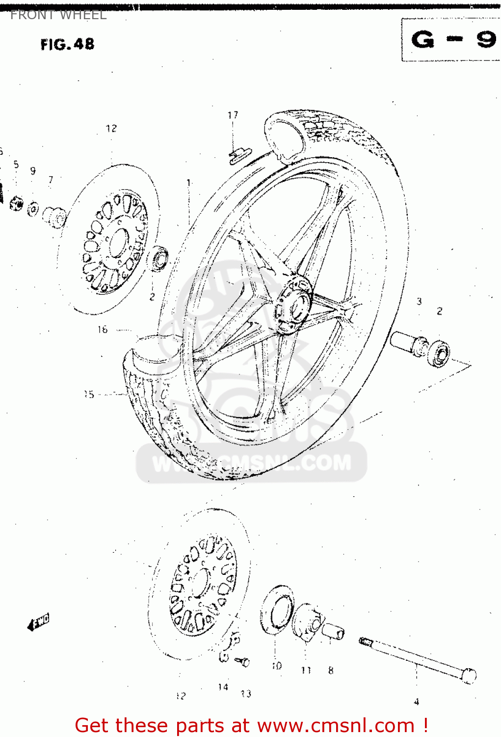 FRONT WHEEL GS500E 1983 (D) GENERAL EXPORT (E01)