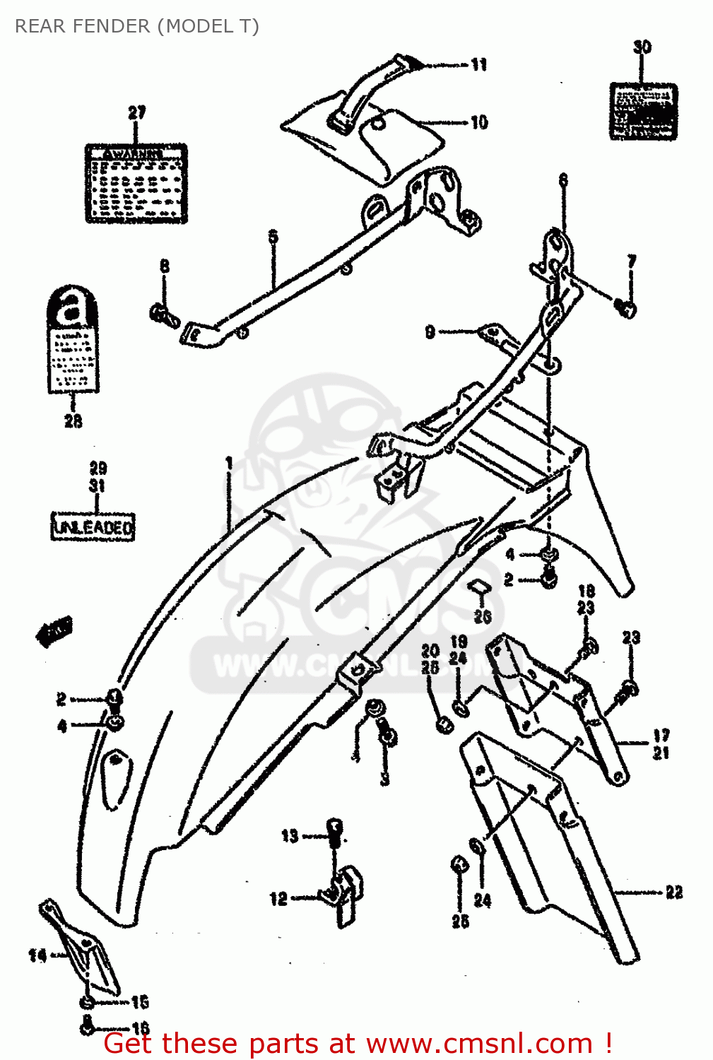 REAR FENDER (MODEL T) GS500E 1989 (K) (E01 E02 E04 E15 E16 E17 E21 E22 E24 E25 E34 E39