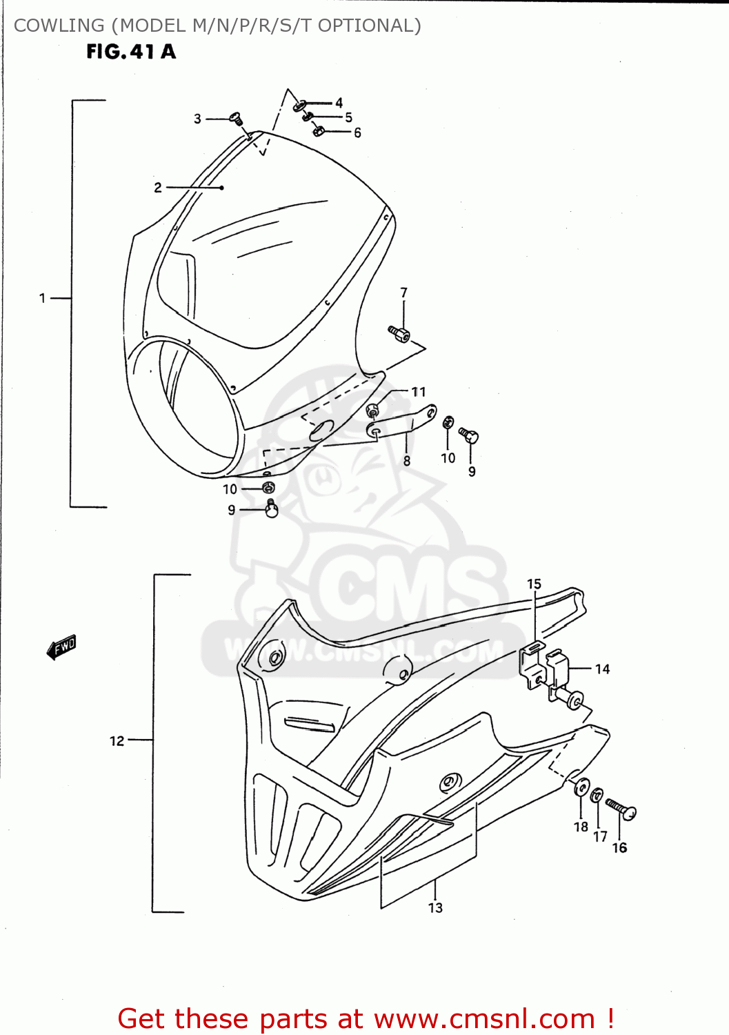 COWLING (MODEL M/N/P/R/S/T OPTIONAL) GS500E 1989 (K) USA (E03)
