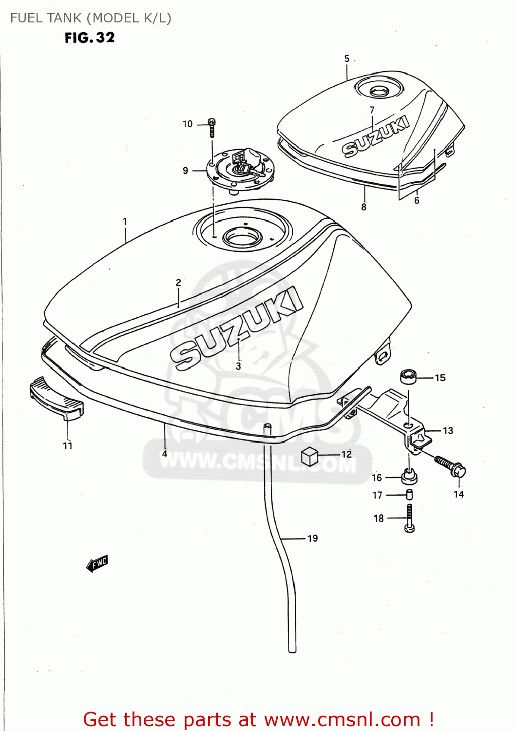 FUEL TANK (MODEL K/L) GS500E 1989 (K) USA (E03)