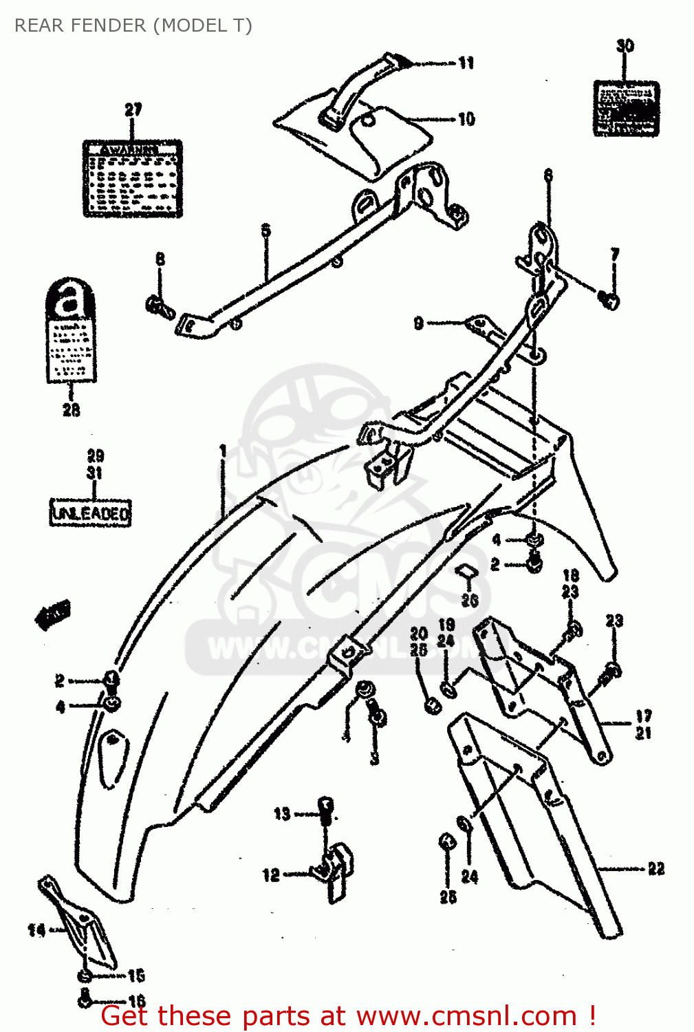 REAR FENDER (MODEL T) GS500E 1990 (L) (E01 E02 E04 E15 E16 E17 E21 E22 E24 E25 E34 E39