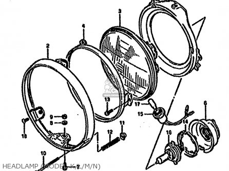 HEADLAMP (MODEL K/L/M/N) - GS500E 1990 (L) (E01 E02 E04 E15 E16 E17 E21 E22 E24 E25 E34 E39