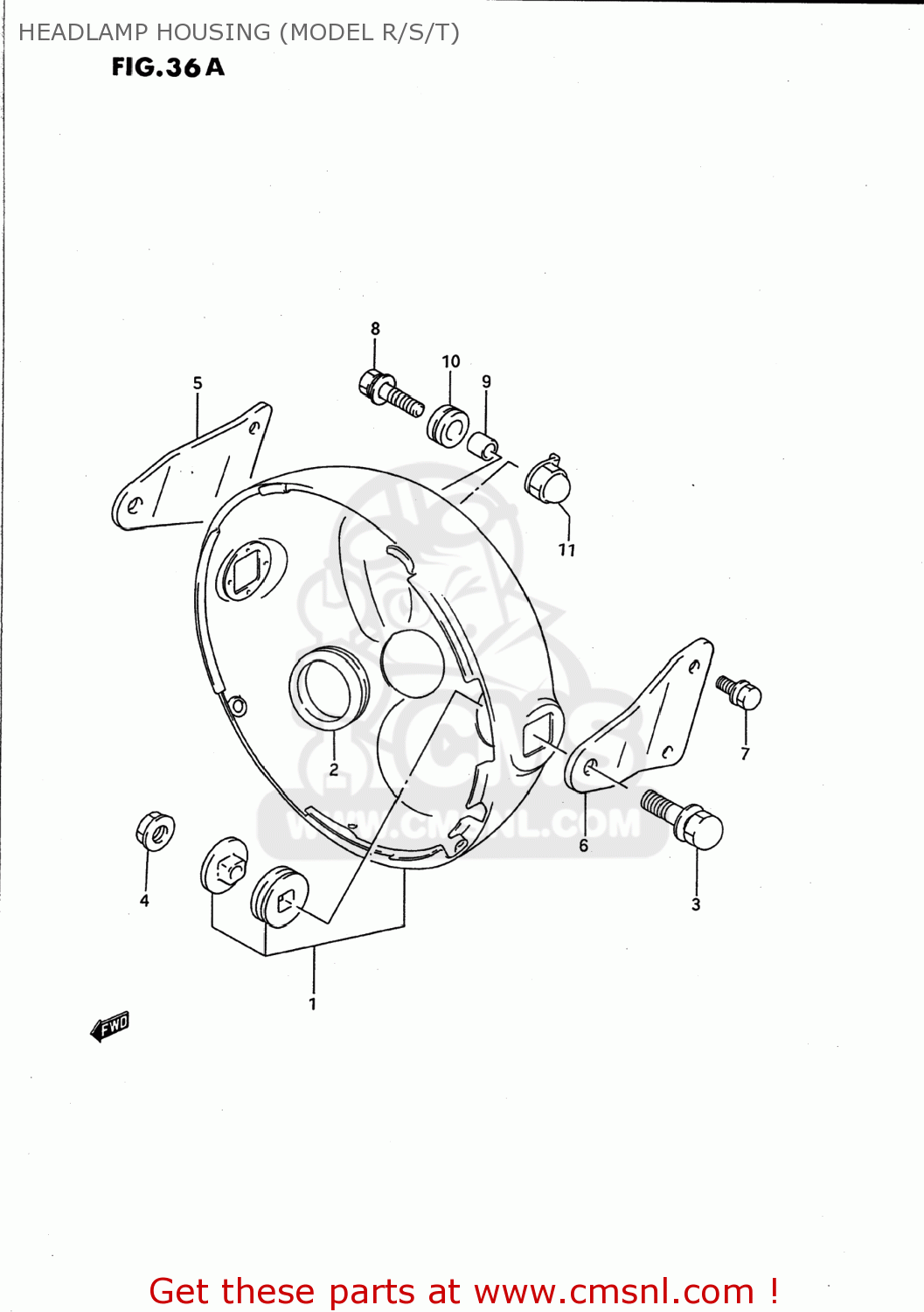 HEADLAMP HOUSING (MODEL R/S/T) GS500E 1990 (L) USA (E03)
