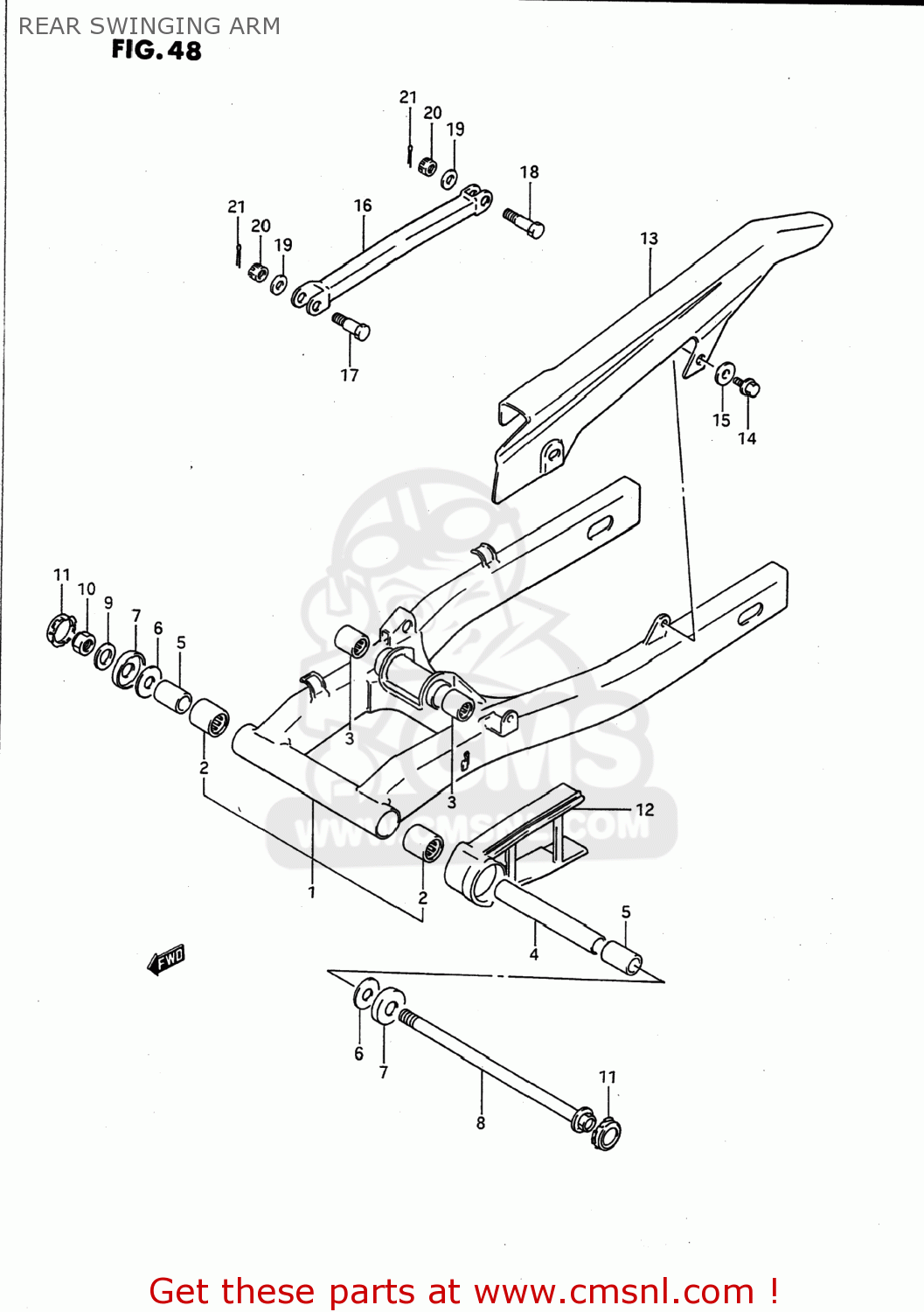 REAR SWINGING ARM GS500E 1990 (L) USA (E03)