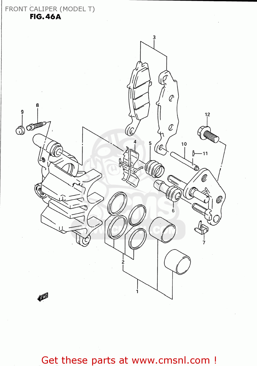 FRONT CALIPER (MODEL T) GS500E 1991 (M) USA (E03)