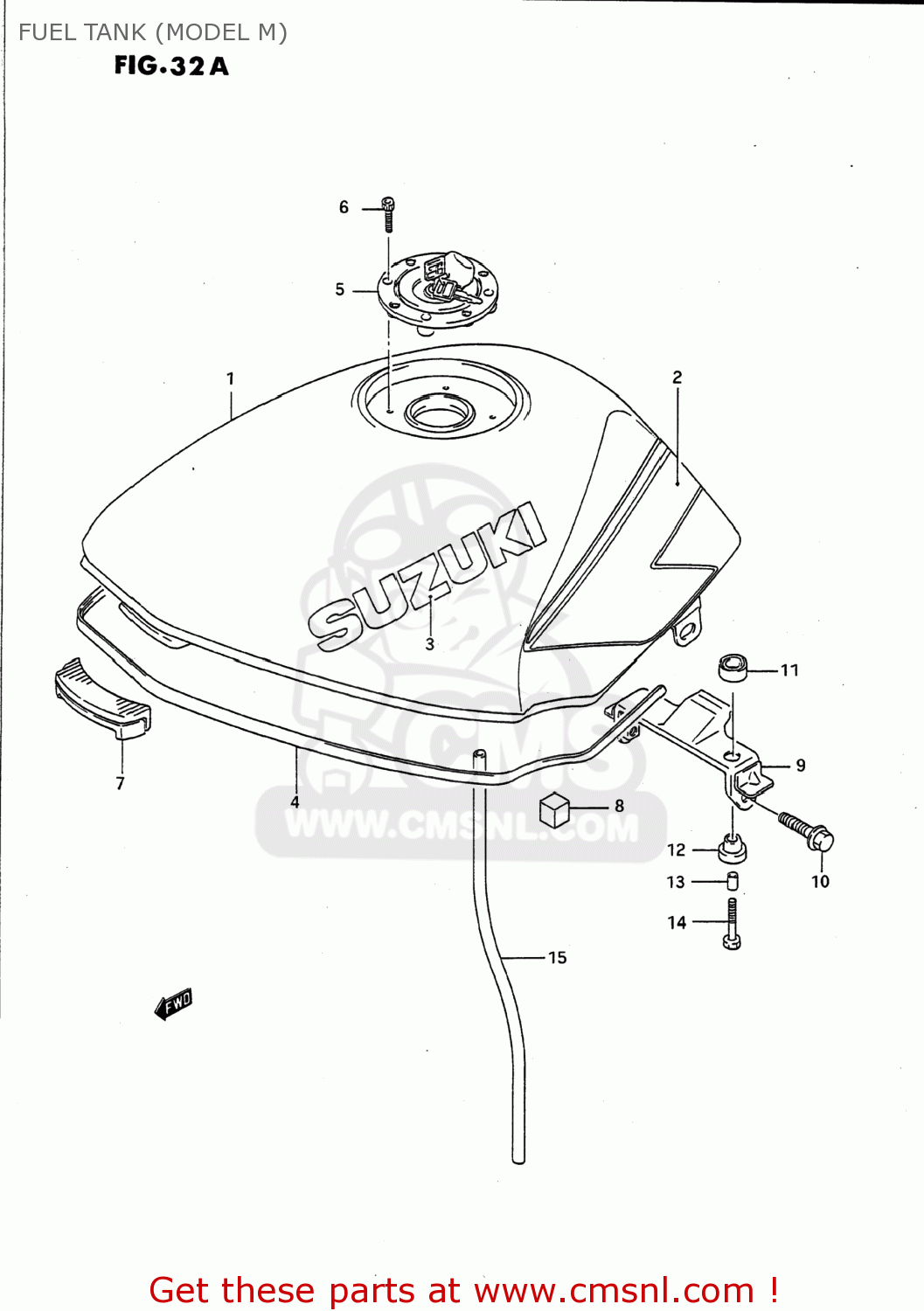 FUEL TANK (MODEL M) GS500E 1991 (M) USA (E03)