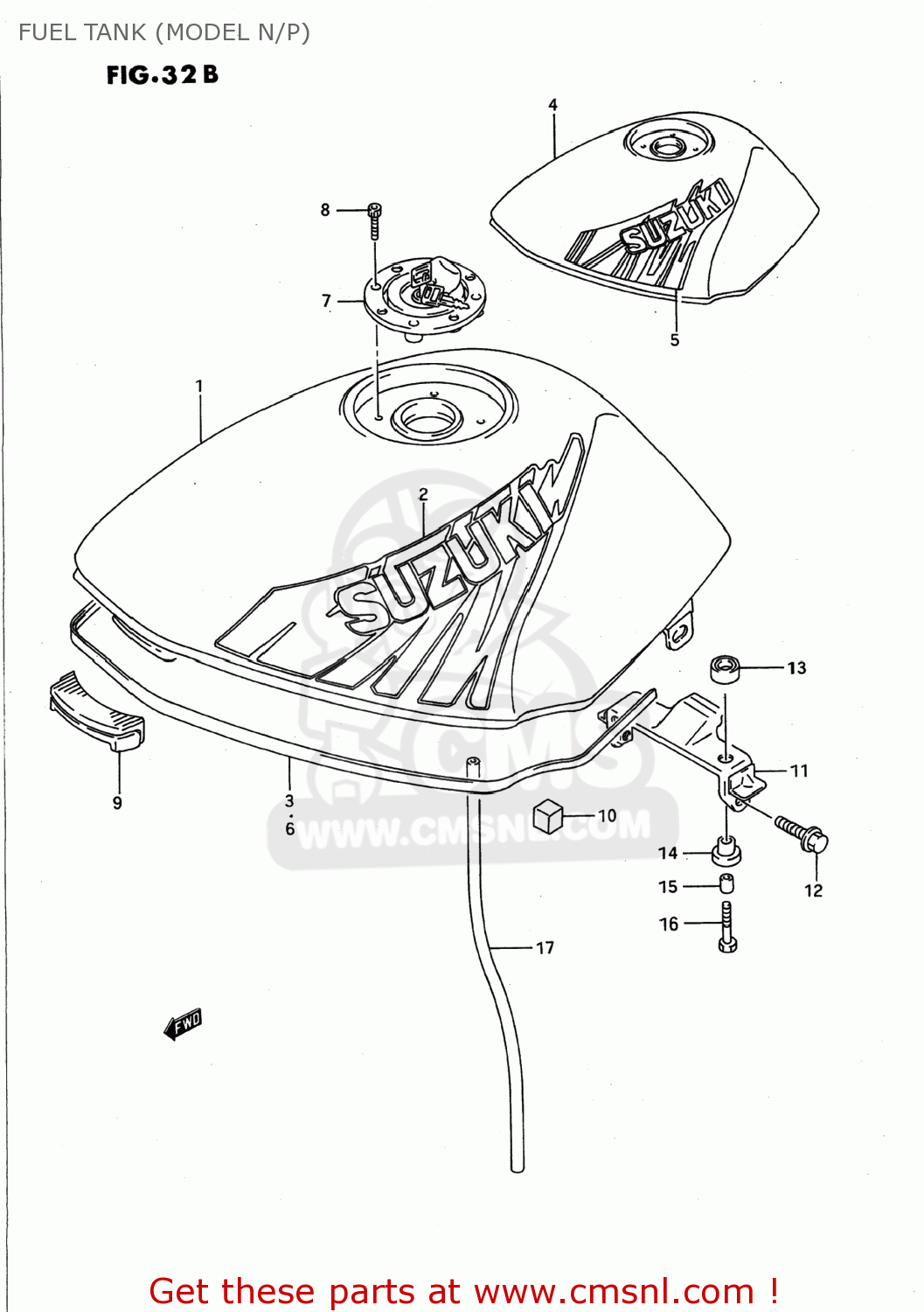 FUEL TANK (MODEL N/P) GS500E 1991 (M) USA (E03)