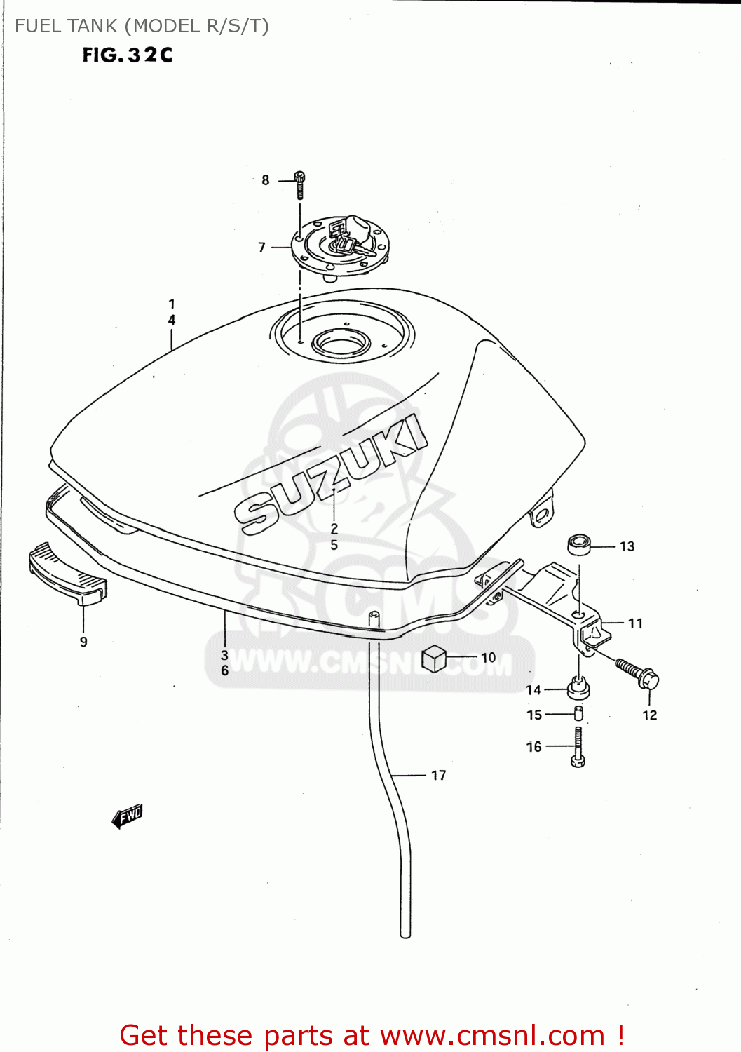 FUEL TANK (MODEL R/S/T) GS500E 1991 (M) USA (E03)