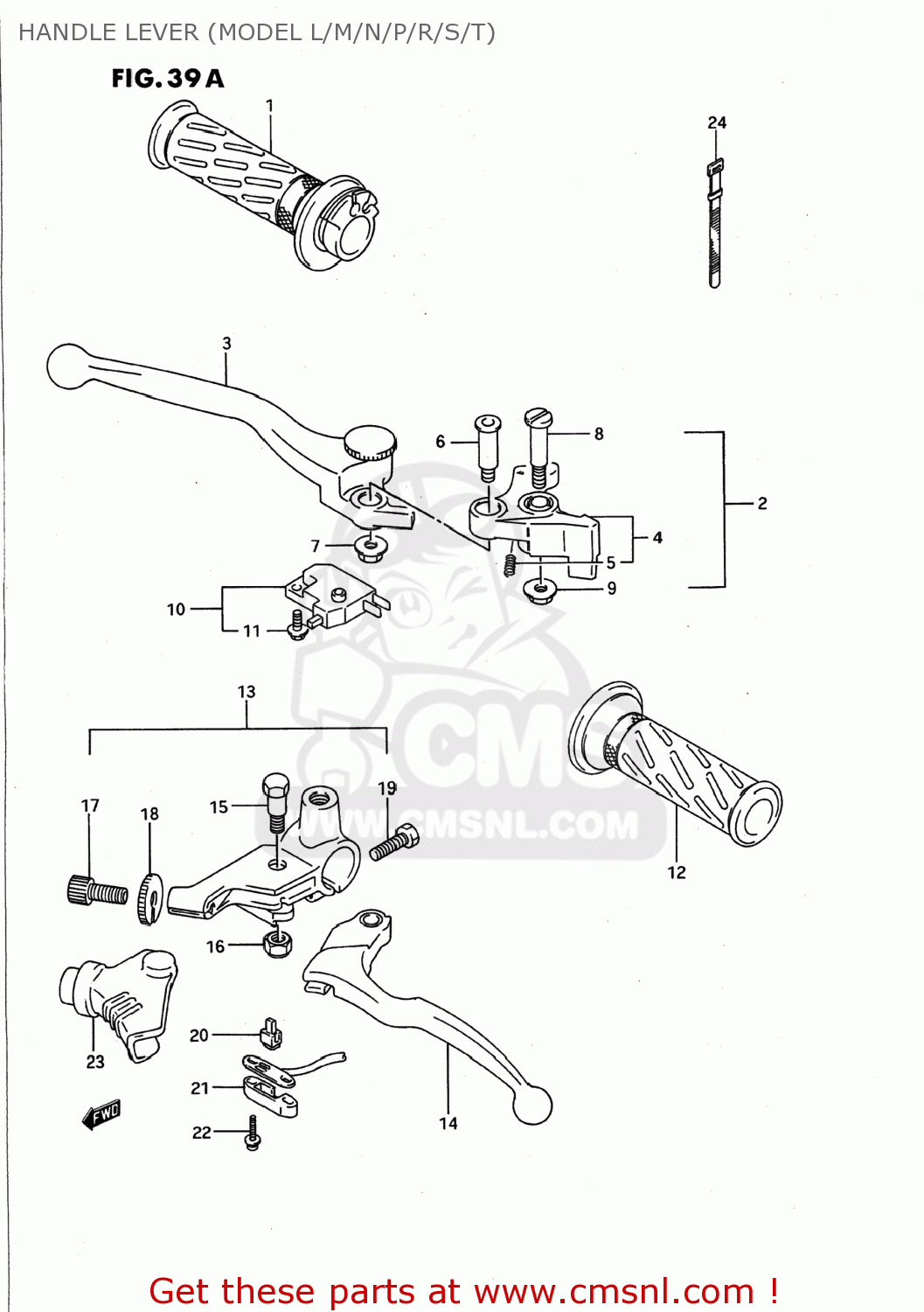 HANDLE LEVER (MODEL L/M/N/P/R/S/T) GS500E 1991 (M) USA (E03)