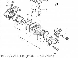 REAR CALIPER (MODEL K/L/M/N) - GS500E 1991 (M) USA (E03)
