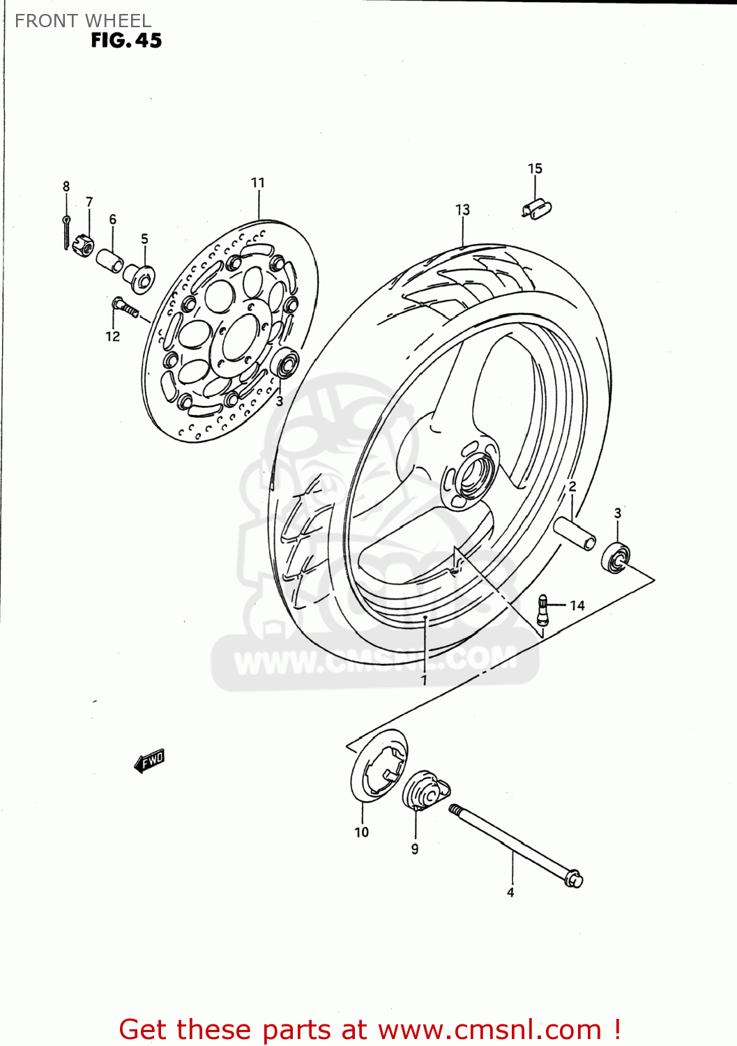 FRONT WHEEL GS500E 1992 (N) USA (E03)