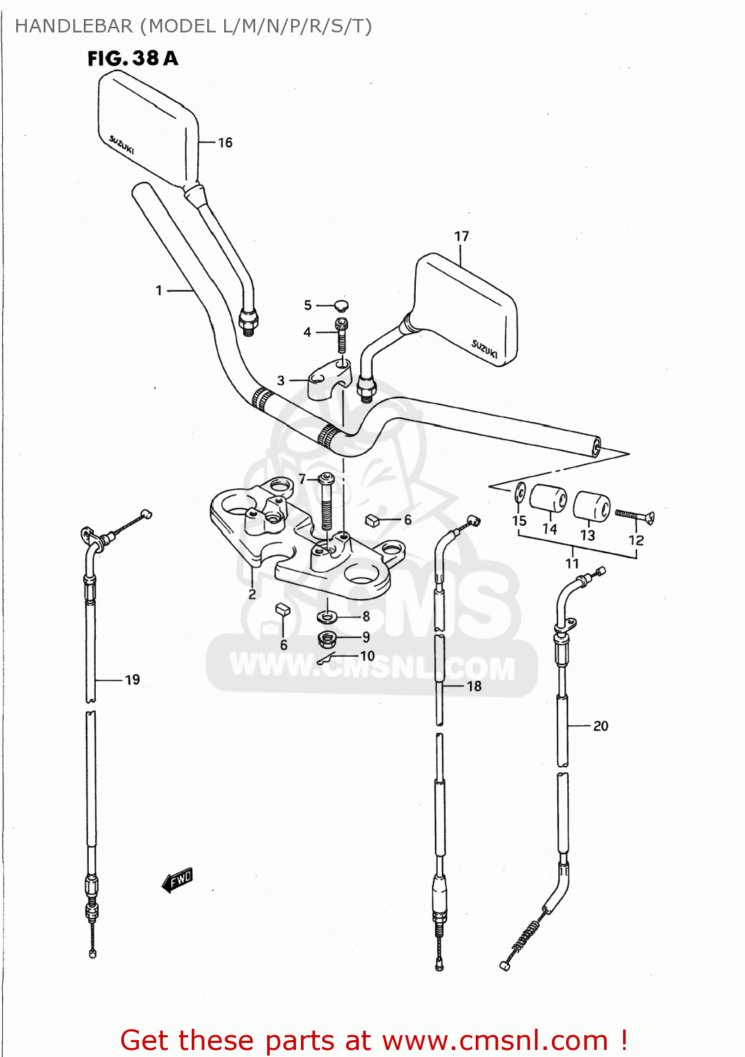 HANDLEBAR (MODEL L/M/N/P/R/S/T) GS500E 1992 (N) USA (E03)