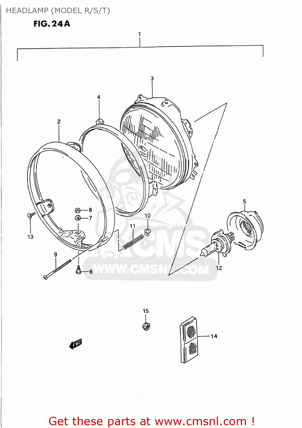 HEADLAMP (MODEL R/S/T) GS500E 1992 (N) USA (E03)