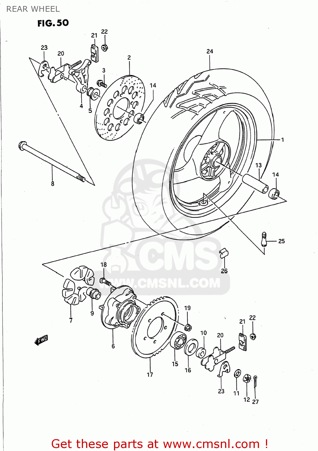 REAR WHEEL GS500E 1992 (N) USA (E03)