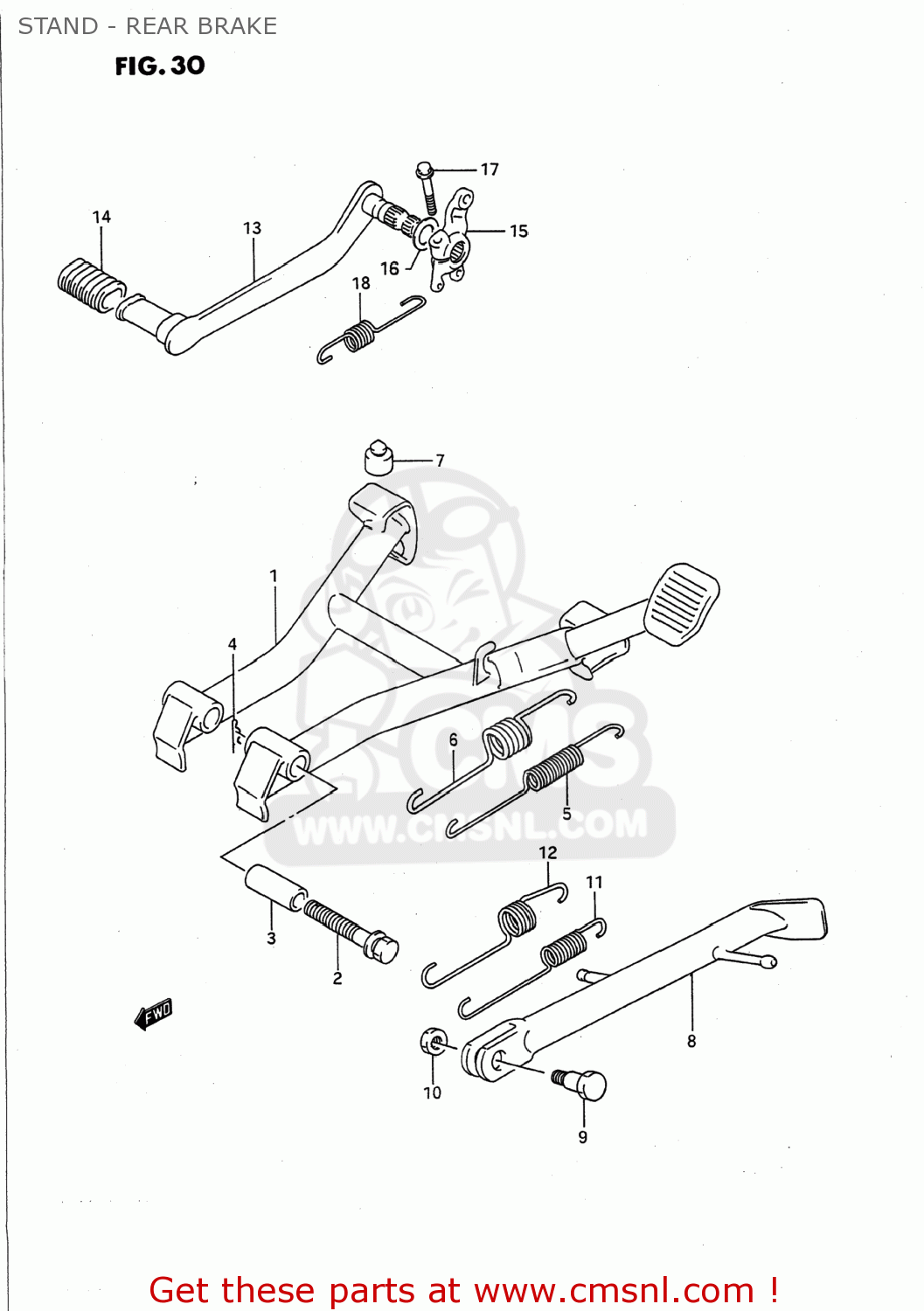 STAND - REAR BRAKE GS500E 1993 (P) USA (E03)