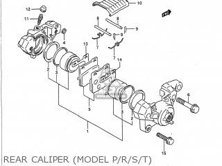 REAR CALIPER (MODEL P/R/S/T) - GS500E 1993 (P) USA (E03)
