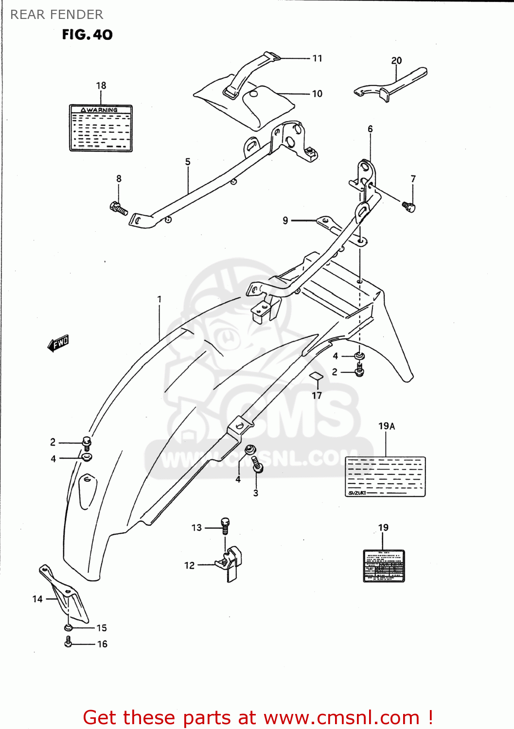 REAR FENDER GS500E 1994 (R) USA (E03)