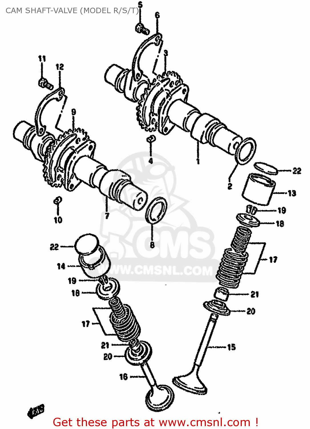 CAM SHAFT-VALVE (MODEL R/S/T) GS500E 1995 (S) (E02 E04 E22 E25 E34 E37) / P9