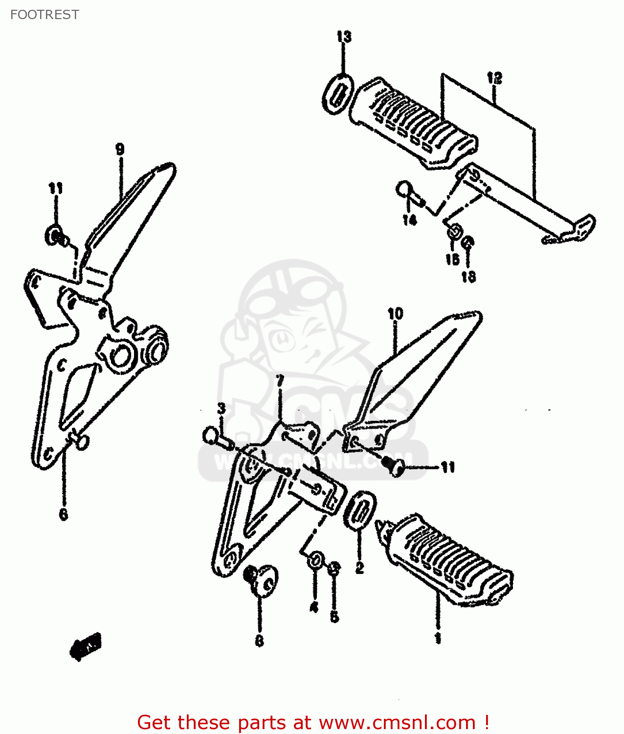FOOTREST GS500E 1996 (T) (E02 E04 E18 E22 E24 E25 E34)