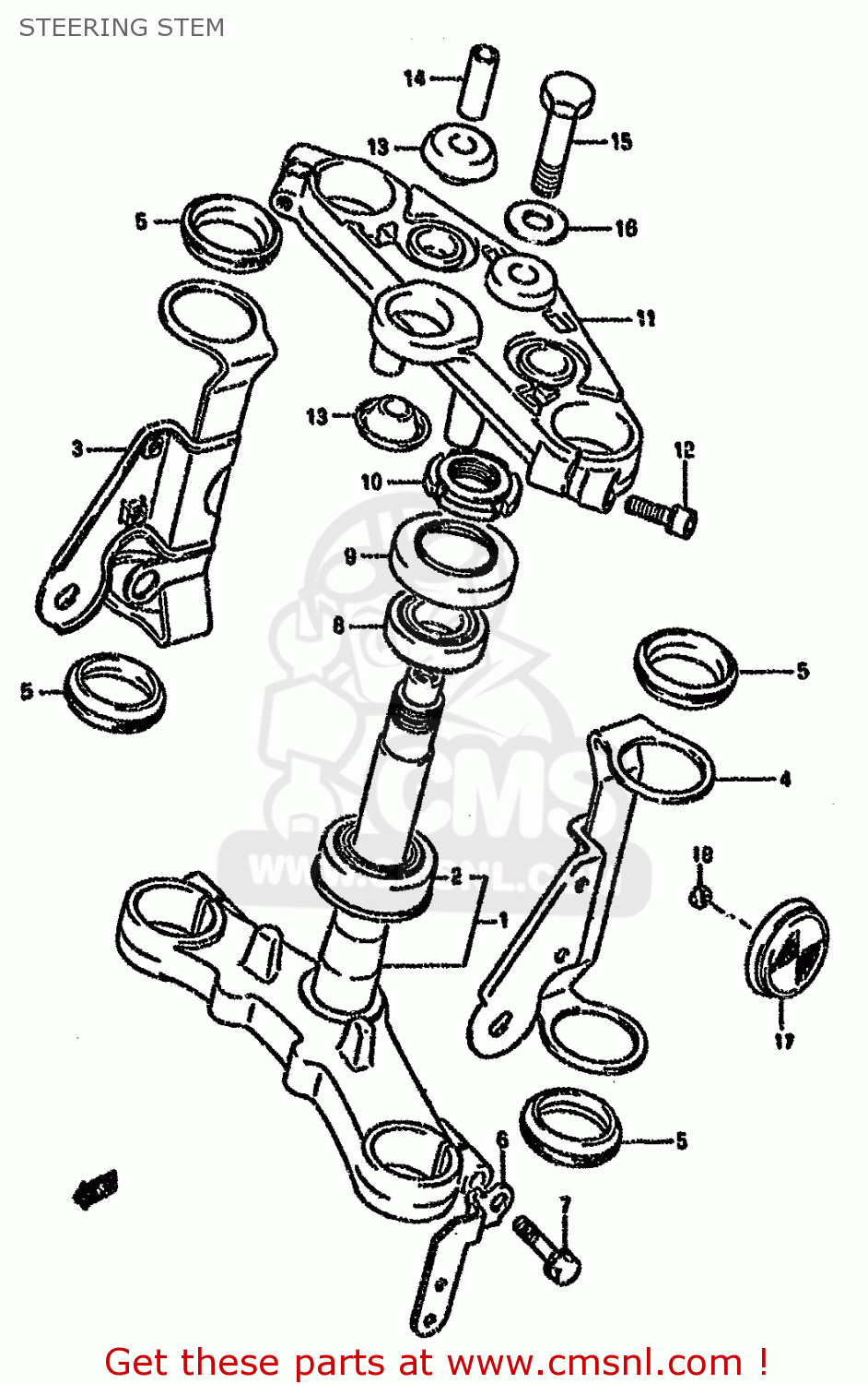 STEERING STEM GS500E 1996 (T) (E02 E04 E18 E22 E24 E25 E34)