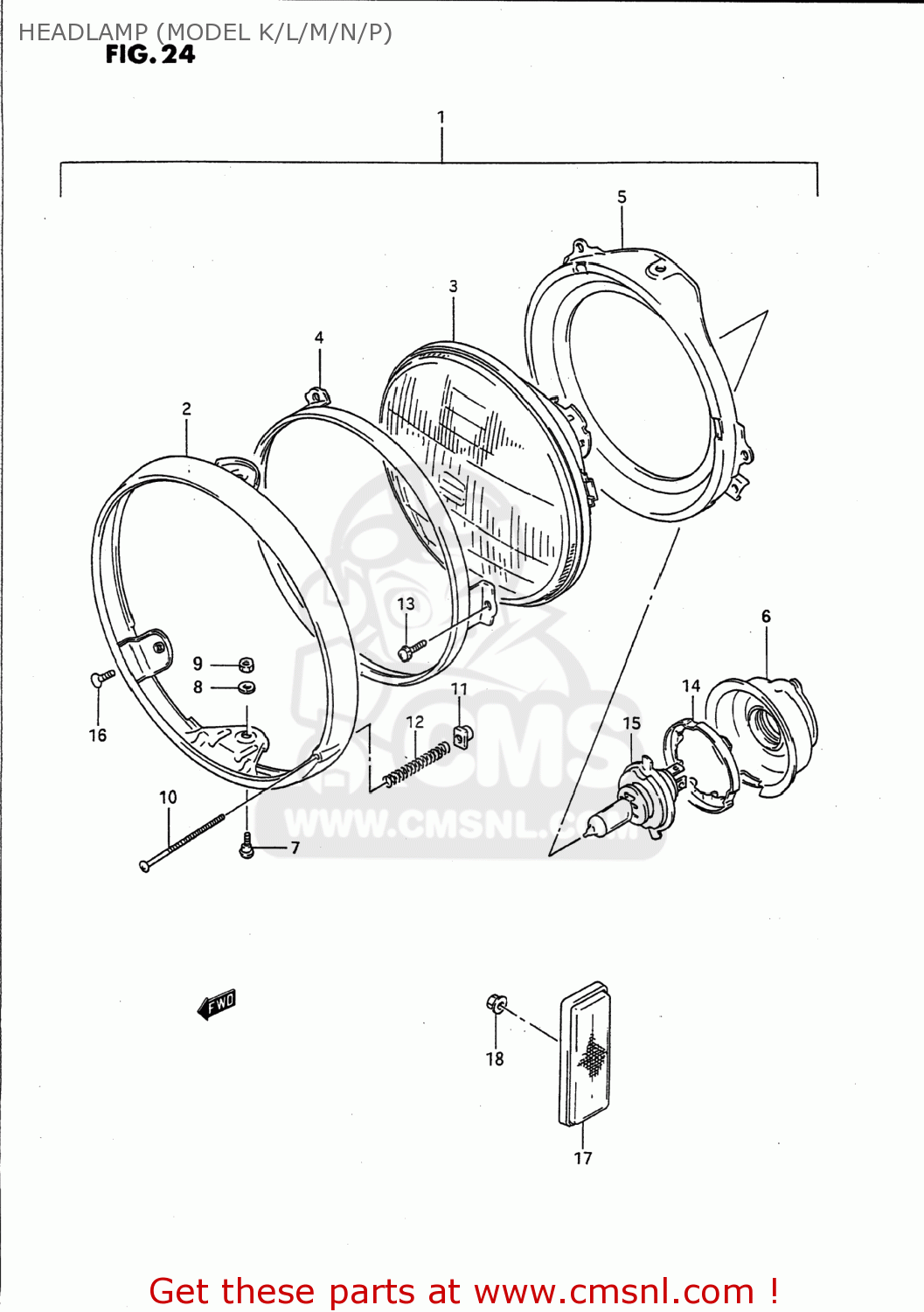 HEADLAMP (MODEL K/L/M/N/P) GS500E 1996 (T) USA (E03)