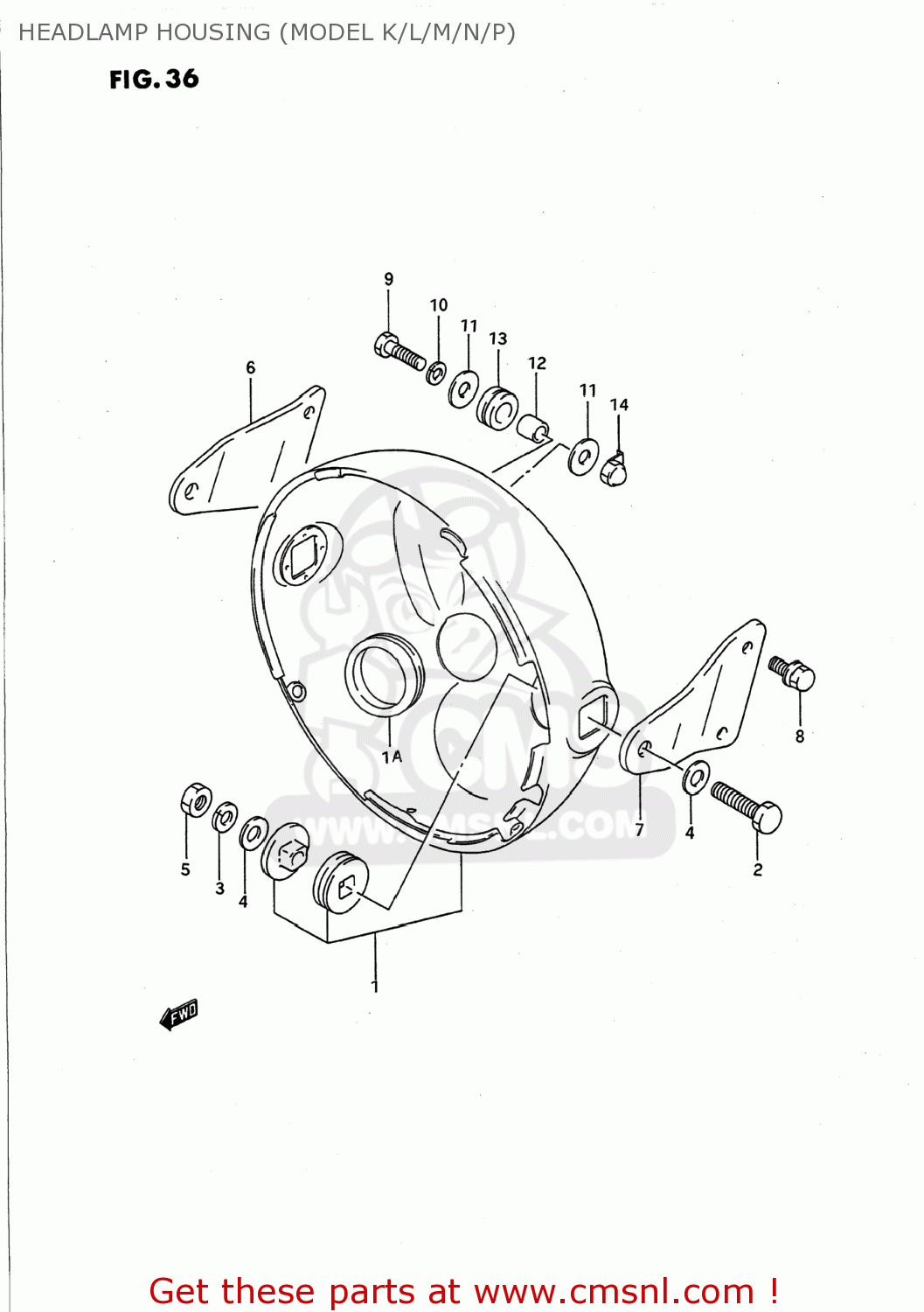 HEADLAMP HOUSING (MODEL K/L/M/N/P) GS500E 1996 (T) USA (E03)