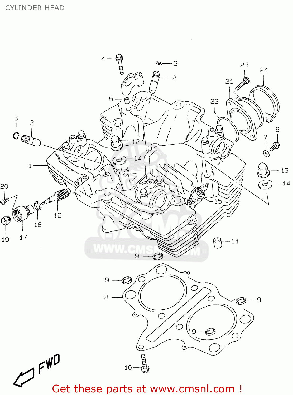 CYLINDER HEAD GS500E 1997 (V) (E02 E04 E22 E24 E25 E34 E37)
