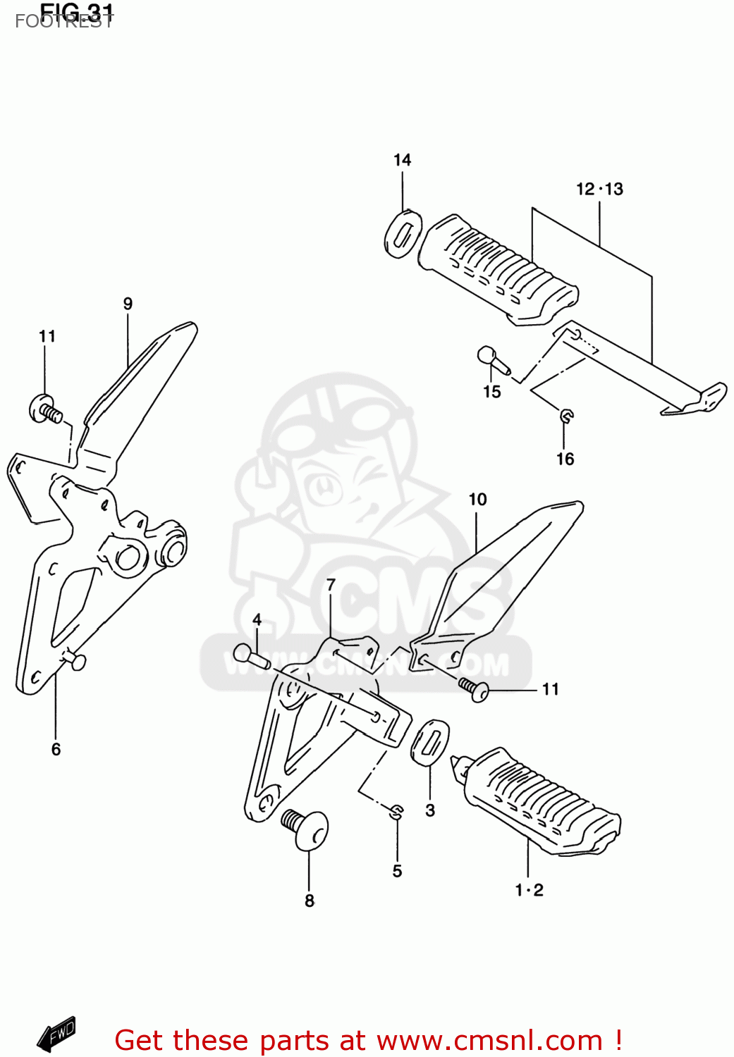 FOOTREST GS500E 1997 (V) USA CANADA (E03) (E28)