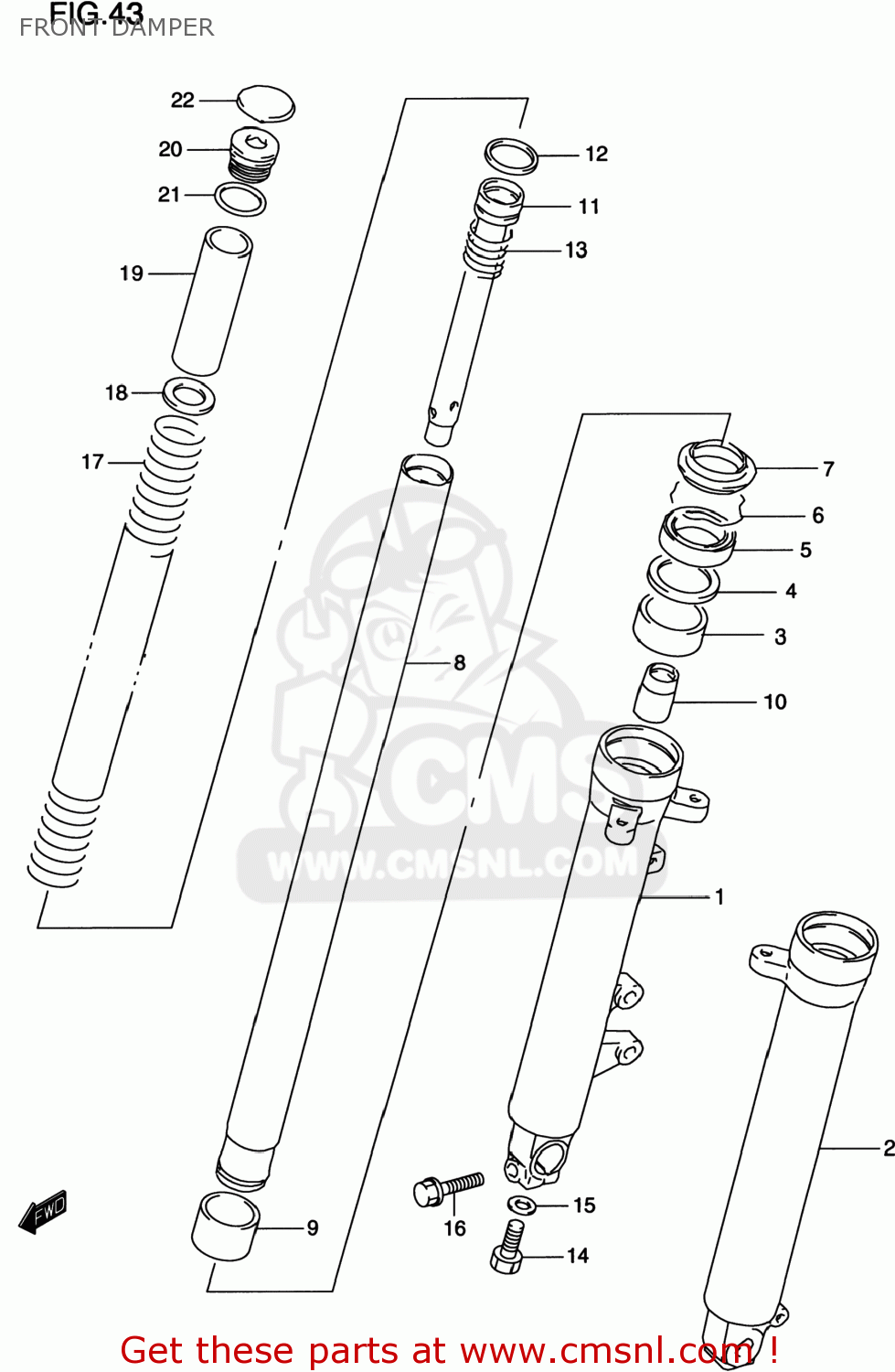 FRONT DAMPER GS500E 1997 (V) USA CANADA (E03) (E28)