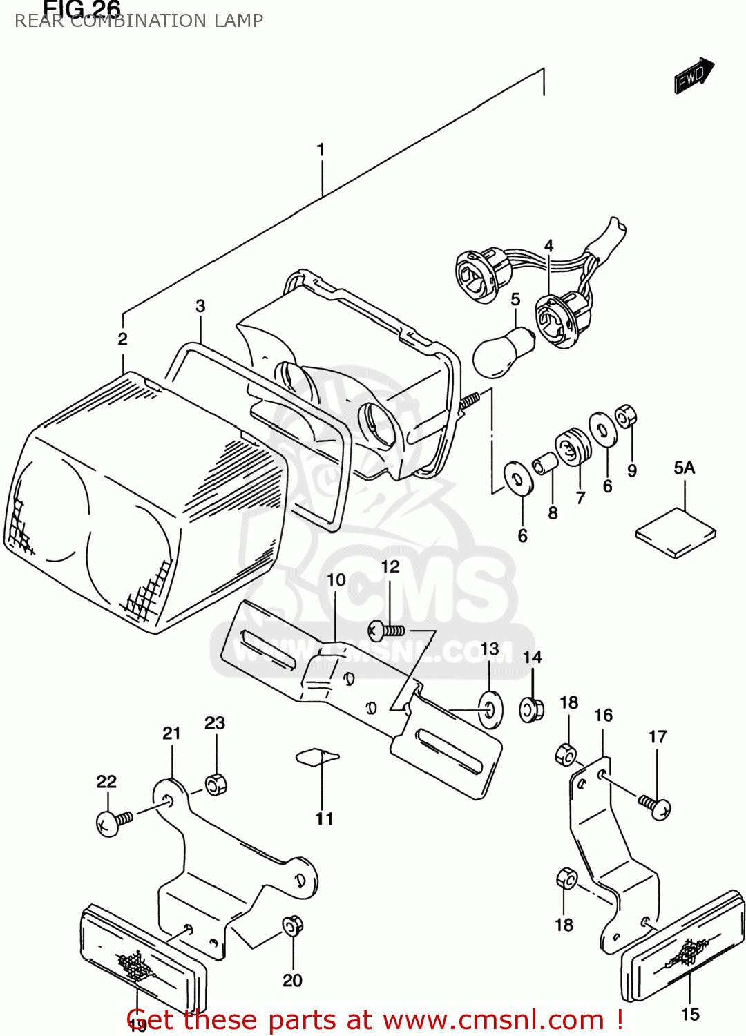 REAR COMBINATION LAMP GS500E 1997 (V) USA CANADA (E03) (E28)