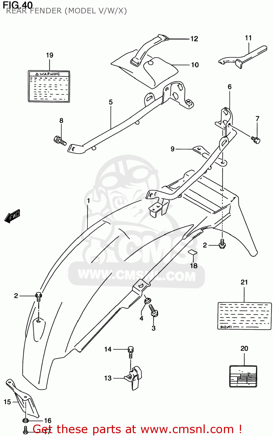 REAR FENDER (MODEL V/W/X) GS500E 1997 (V) USA CANADA (E03) (E28)
