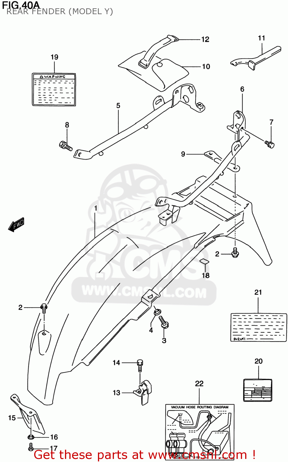 REAR FENDER (MODEL Y) GS500E 1997 (V) USA CANADA (E03) (E28)
